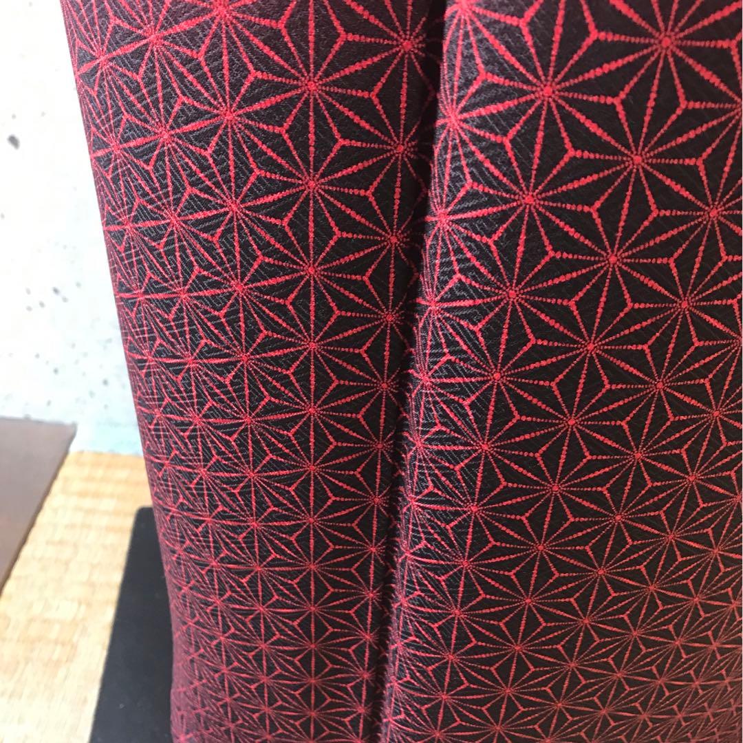 【斉藤三才】正絹　赤と黒のカッコいい訪問着　麻の葉柄　袷　落款