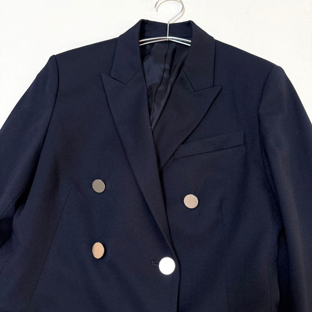 【イエナ】ダブルブレストジャケット　23AW　紺ブレ　Sサイズ　ネイビー