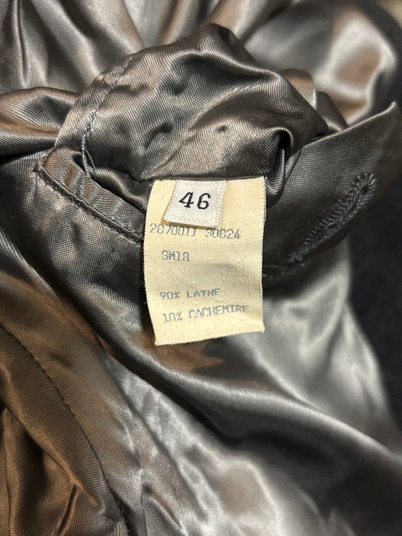 イタリアvintageカシミアウールコート　チャコールダブルブレストコートM