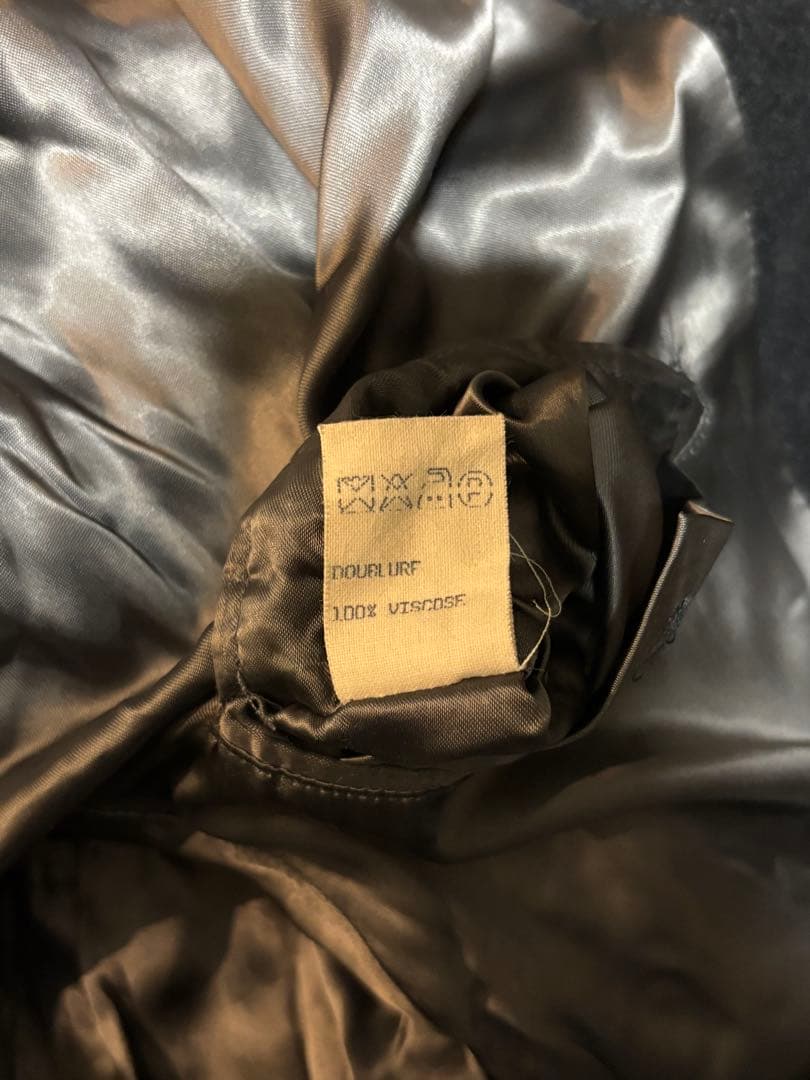 イタリアvintageカシミアウールコート　チャコールダブルブレストコートM