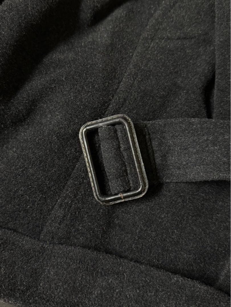 イタリアvintageカシミアウールコート　チャコールダブルブレストコートM