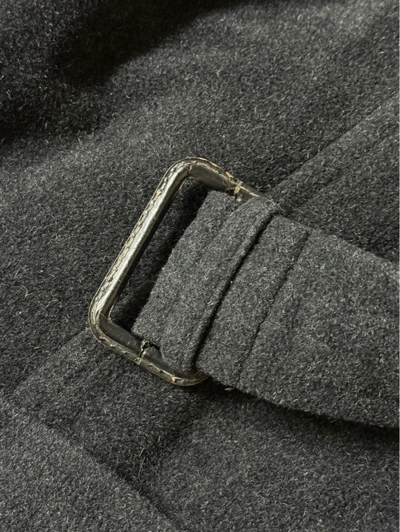 イタリアvintageカシミアウールコート　チャコールダブルブレストコートM