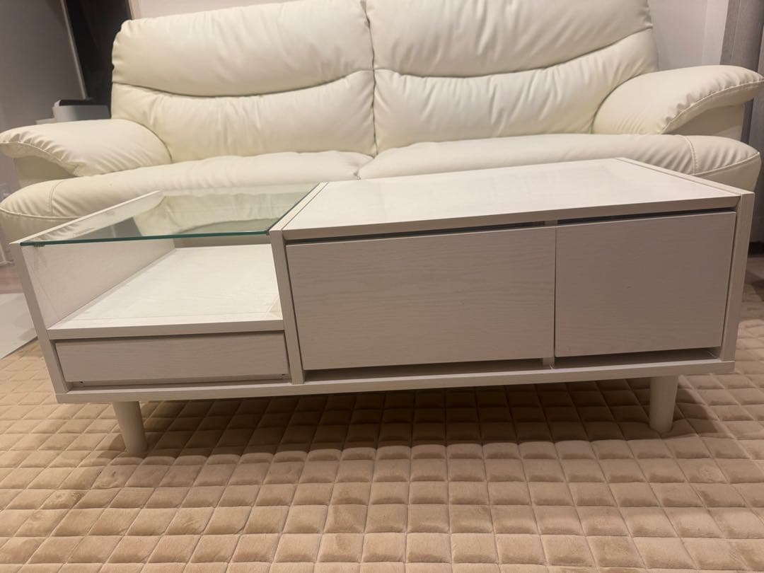 【送料込み】LOWYA 収納付き ドレッサーテーブル ローテーブル ホワイト