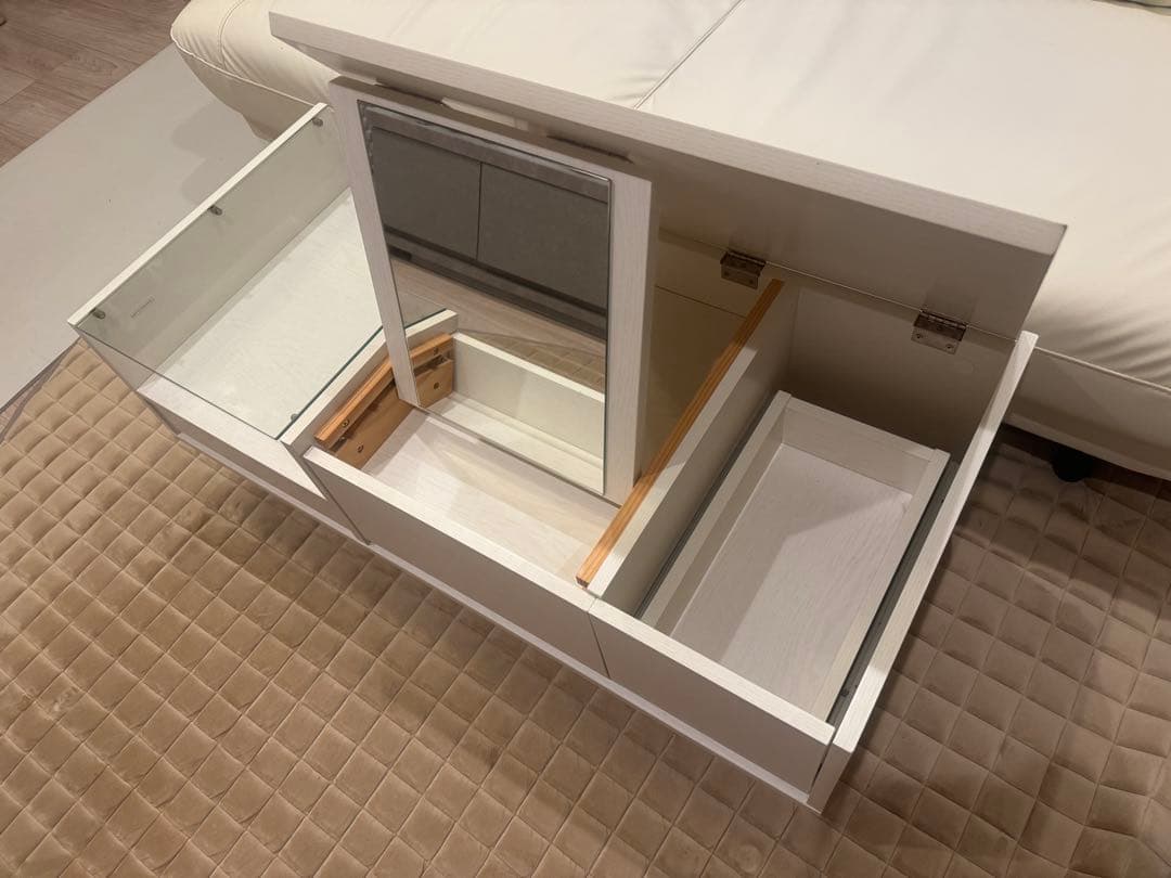 【送料込み】LOWYA 収納付き ドレッサーテーブル ローテーブル ホワイト