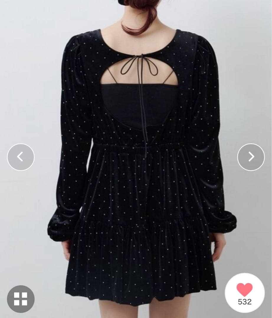 Kasutane ベロアスタッズミニワンピース