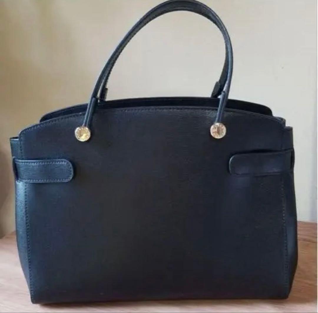 【極美品】FURLA ブラック 　濃紺　ネイビー　フルラ　ハンドバッグ