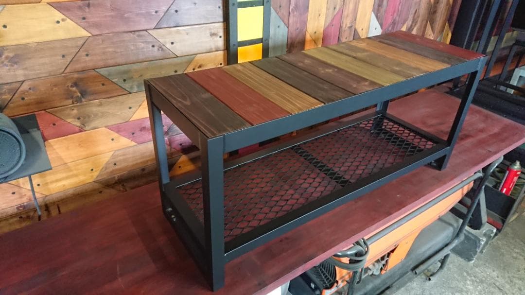 マットブラックでアイアンなベンチ＆シューズラック♪ 300×1163×400ｍｍ