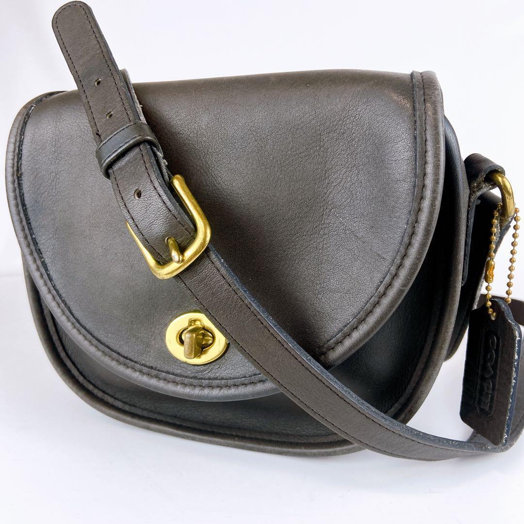 オールドコーチ ターンロック ヴィンテージ ダークグレー ショルダーバッグ