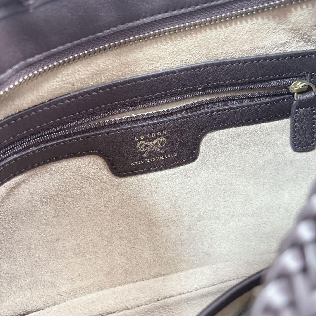 【美品】アニヤハインドマーチ　ワンショルダーバッグ　レザー　編み込み　リボン