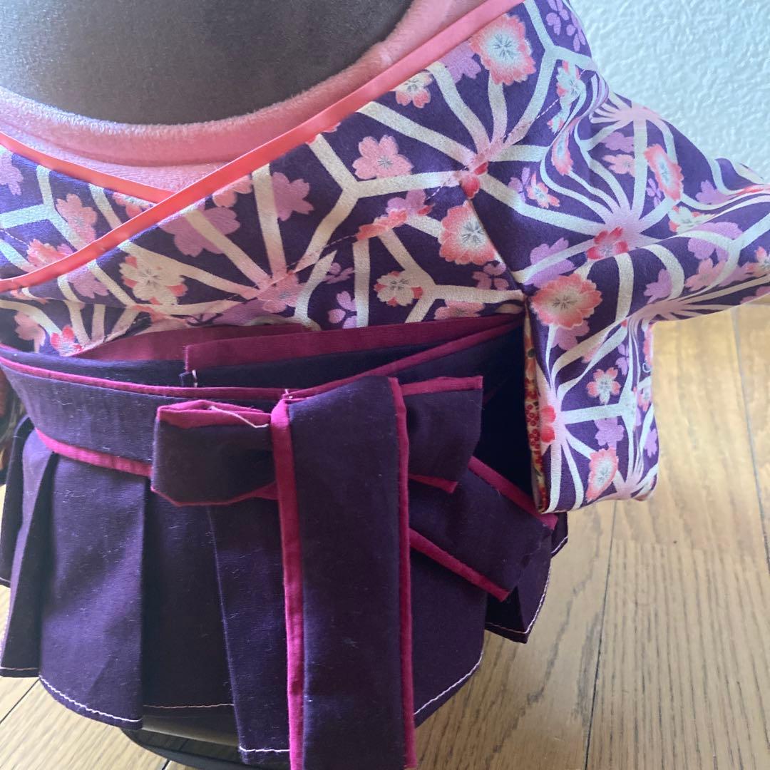 ラボット　服　lovot 紫　麻の葉着物　袴スカートリボン付
