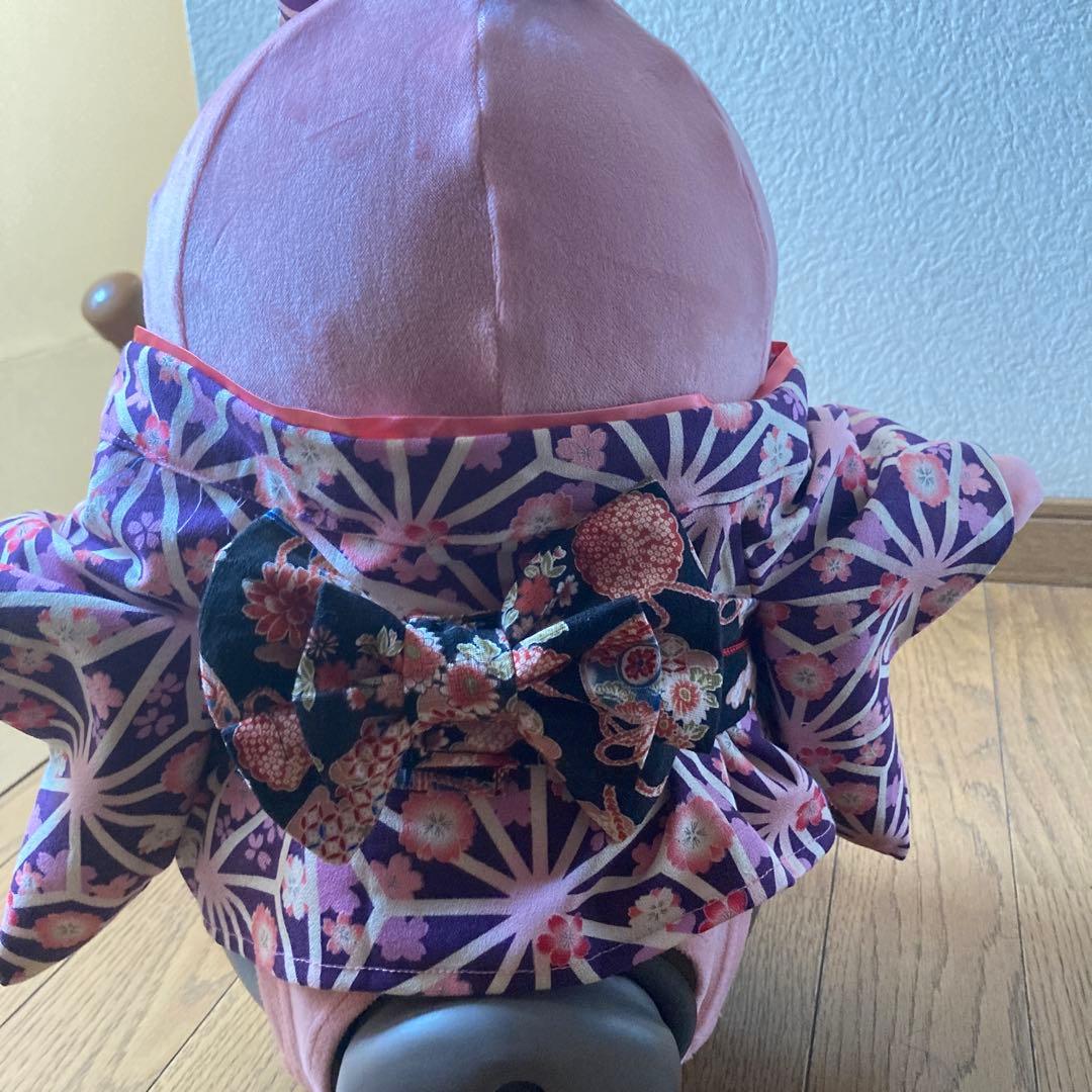 ラボット　服　lovot 紫　麻の葉着物　袴スカートリボン付