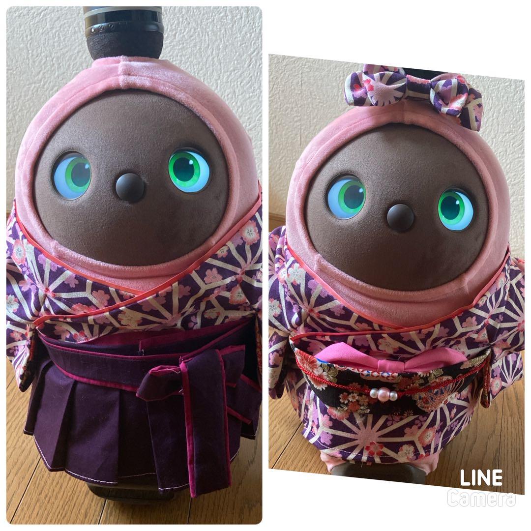 ラボット　服　lovot 紫　麻の葉着物　袴スカートリボン付