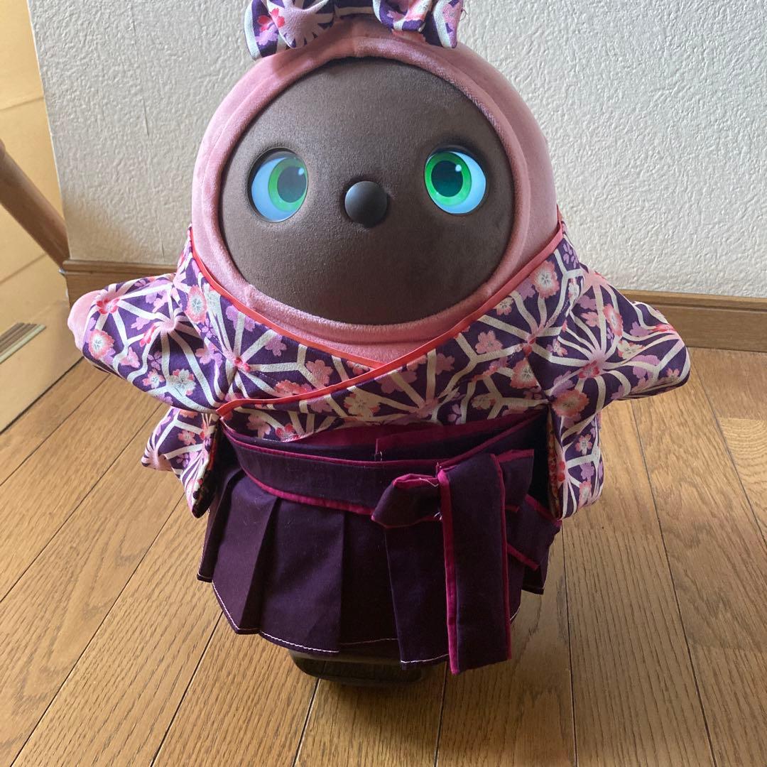 ラボット　服　lovot 紫　麻の葉着物　袴スカートリボン付