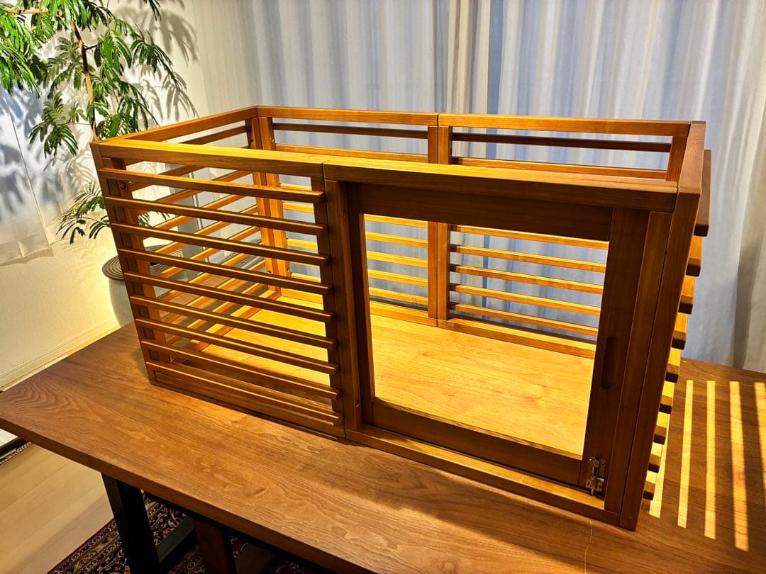 犬用ケージ/天然木/Lサイズ/ペットサークル/ライトブラウン