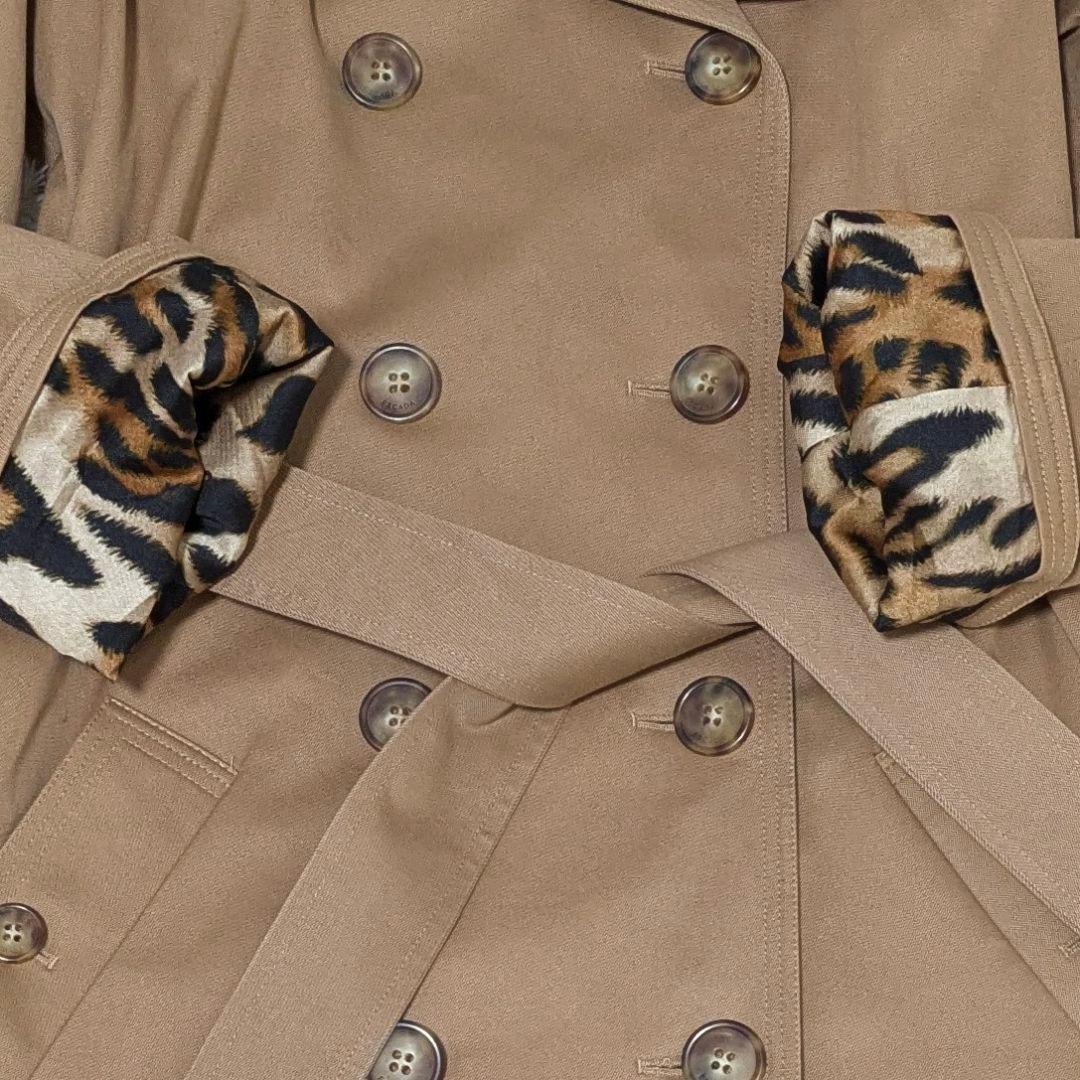 美品✨エスカーダ　トレンチコート　レオパード柄　ロングコート　大きいサイズ