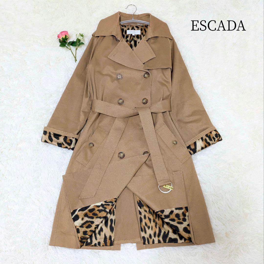 美品✨エスカーダ　トレンチコート　レオパード柄　ロングコート　大きいサイズ
