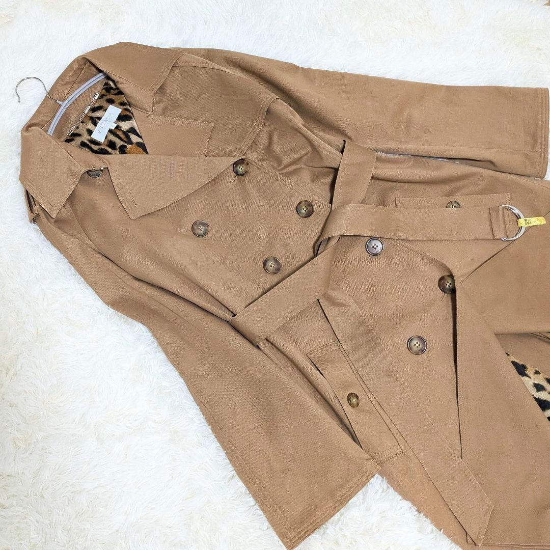 美品✨エスカーダ　トレンチコート　レオパード柄　ロングコート　大きいサイズ