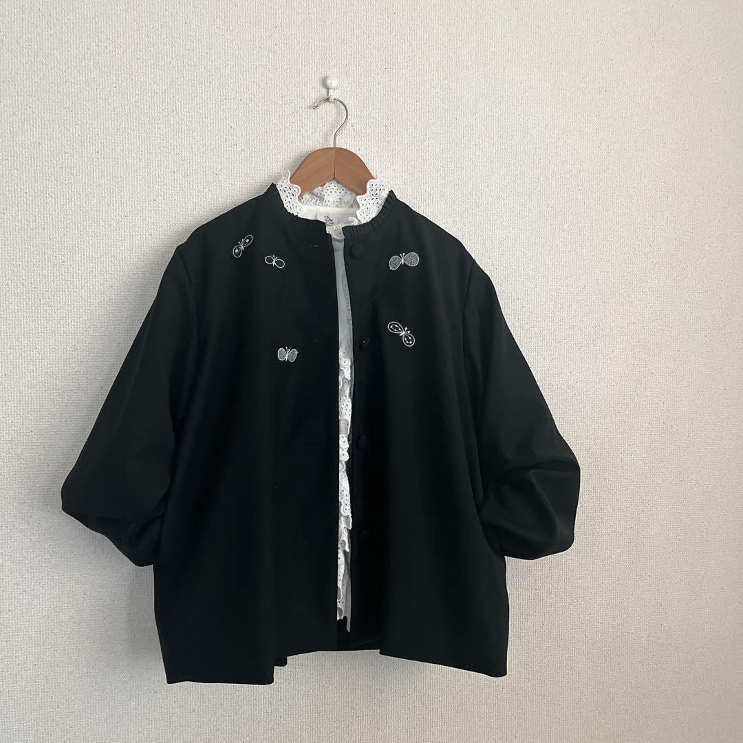 ミナペルホネン　タンバリン　choucho 薄手ウール　ジャケット　ハンドメイド