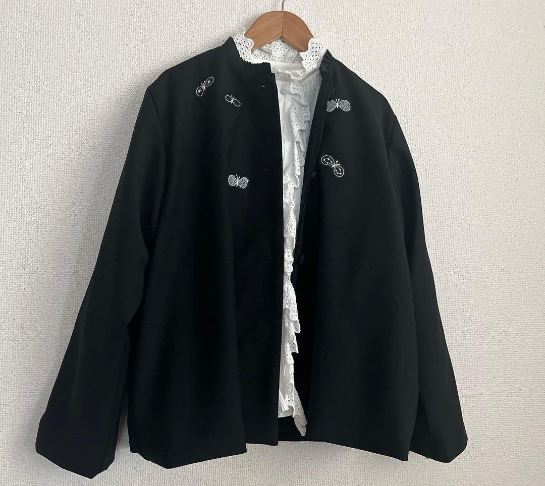 ミナペルホネン　タンバリン　choucho 薄手ウール　ジャケット　ハンドメイド