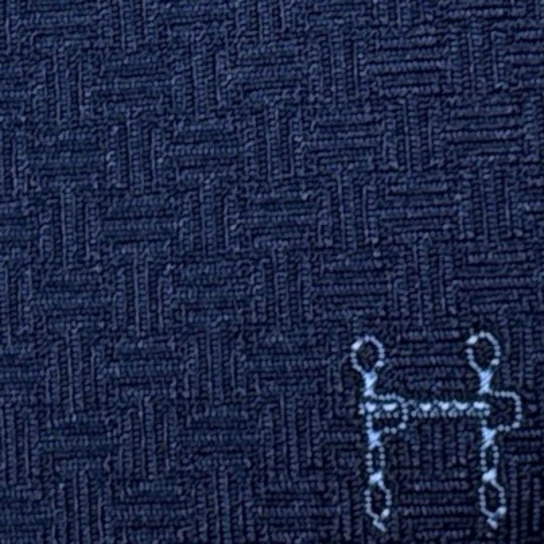 【ひまわり】HERMES ネクタイ　H柄　ジャガード　高級シルク　細め