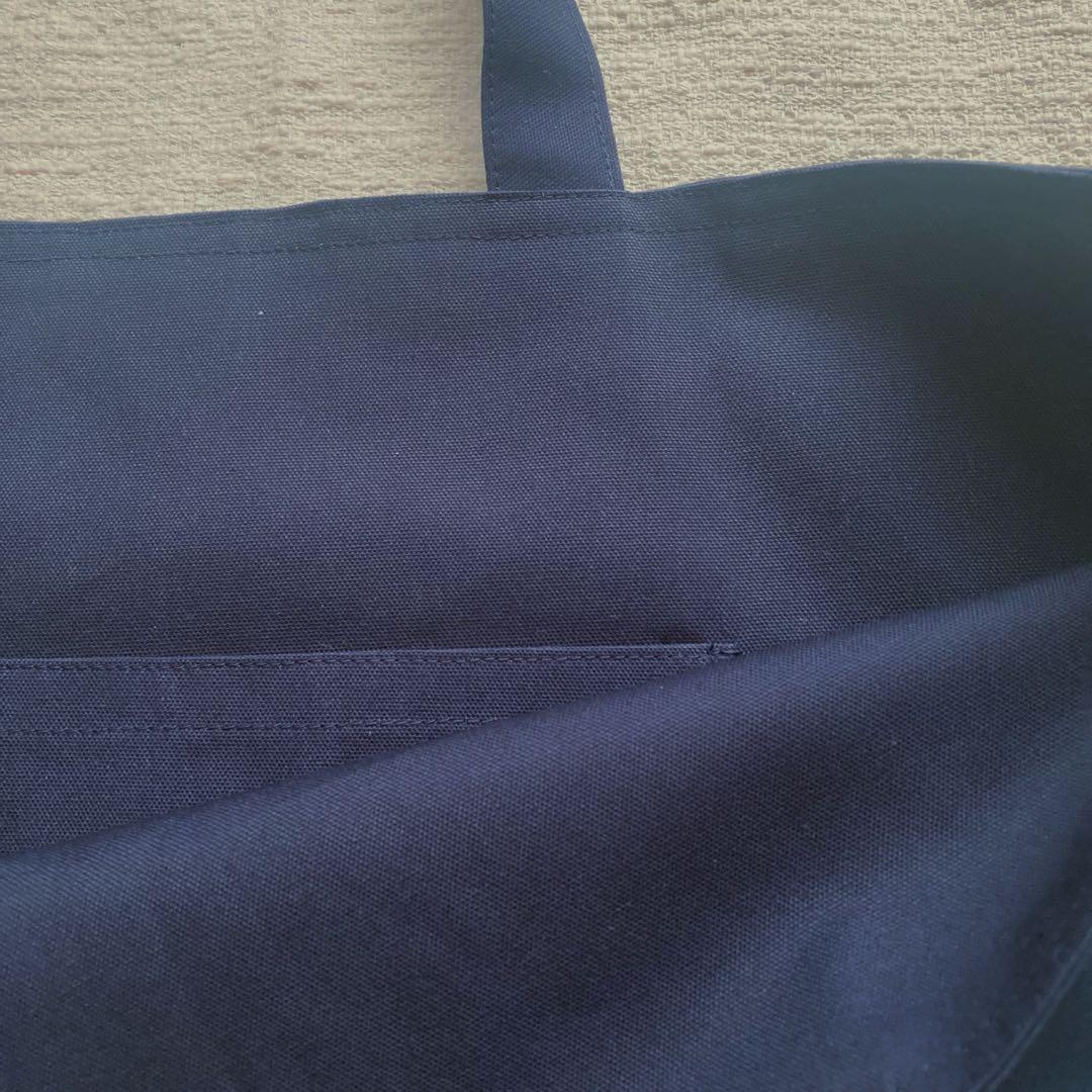 ルト！リボン刺繍ネイビーフリルレッスンバッグ+上履き袋　ハンドメイド