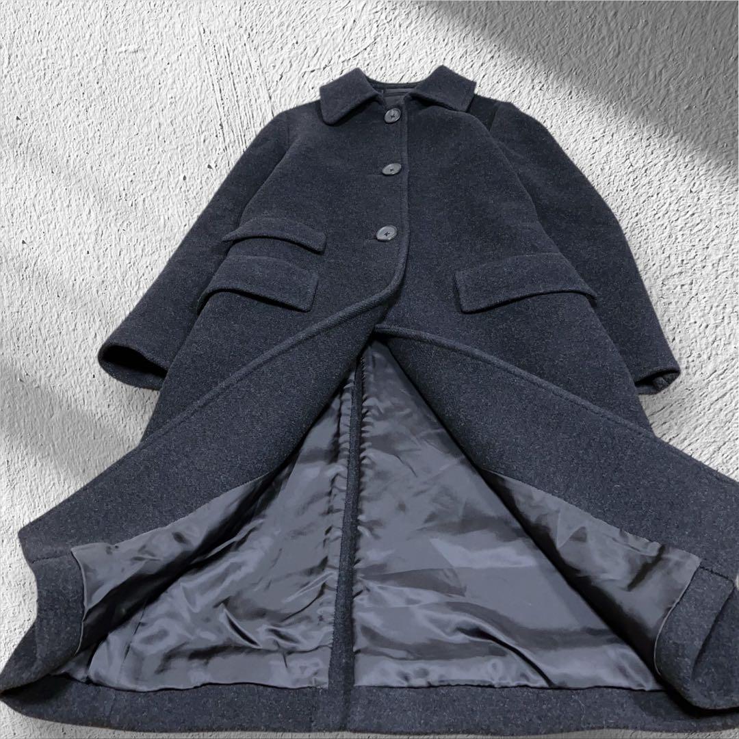 美品　マーガレットハウエル ロングコート ステンカラーコート カシミヤ混 M