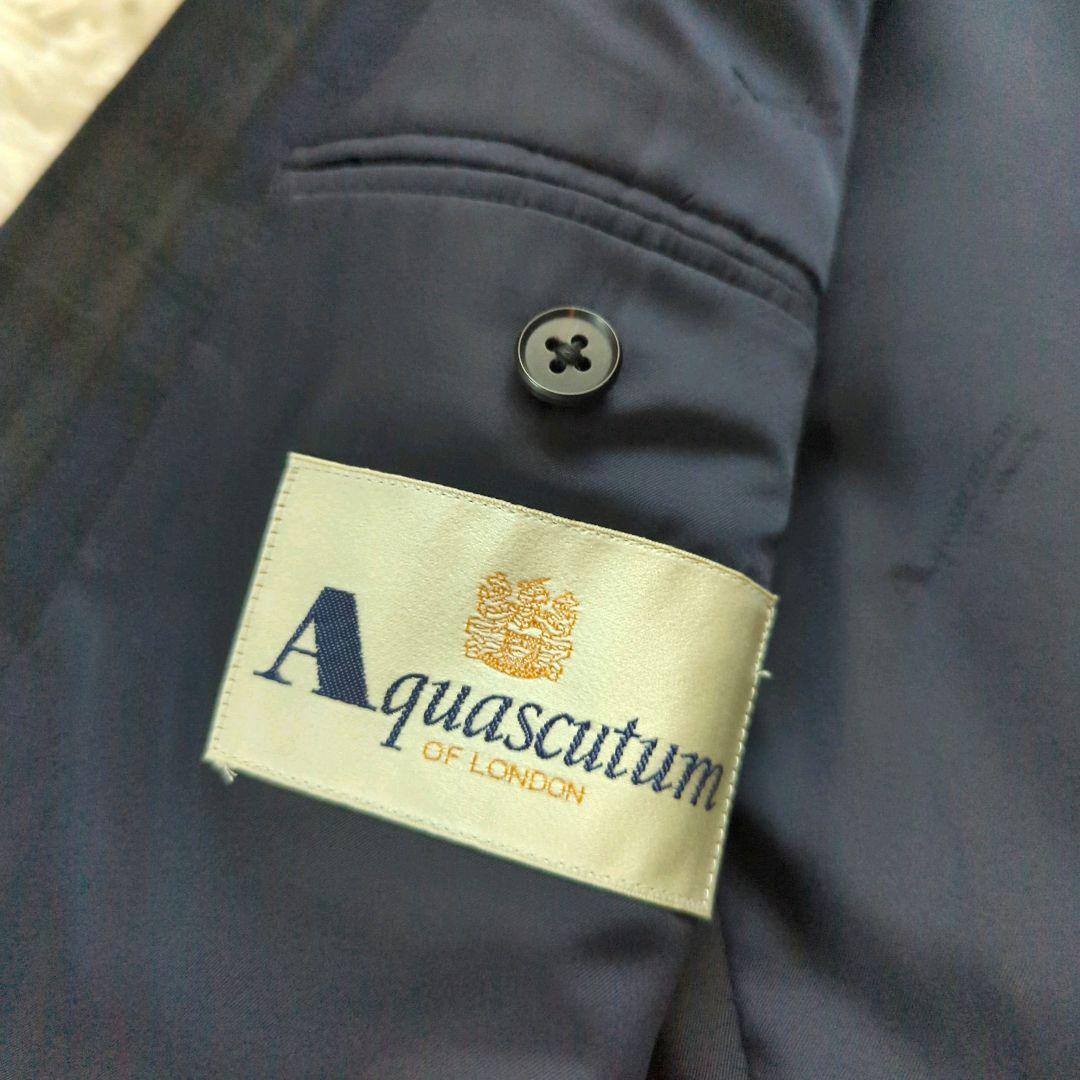 アクアスキュータム ダブルブレスト ブラックウォッチ 金ボタン カシミヤ混 М