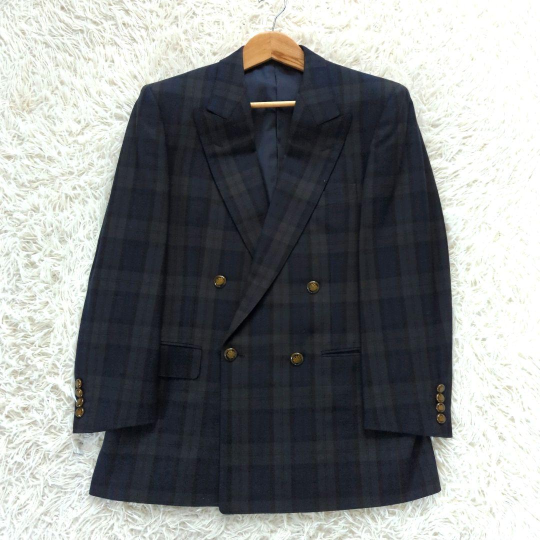 アクアスキュータム ダブルブレスト ブラックウォッチ 金ボタン カシミヤ混 М