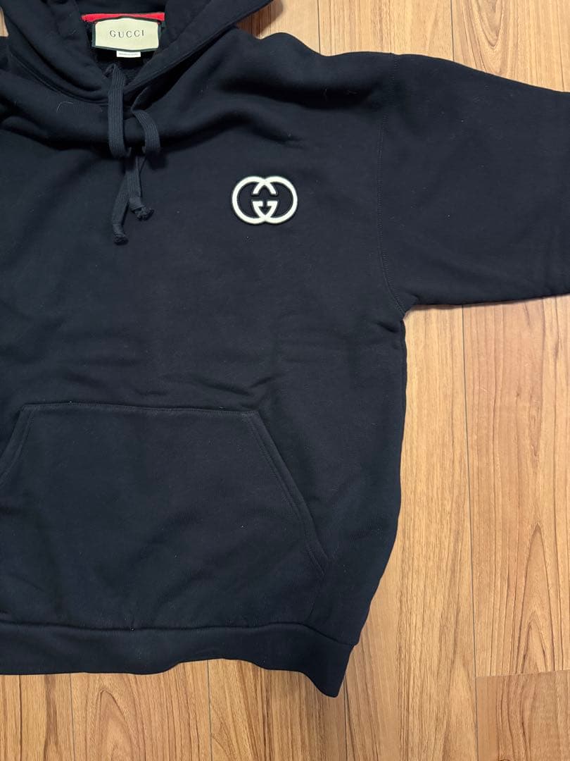 GUCCI グッチ ブラック GGマークフード付きパーカー 黒 XS