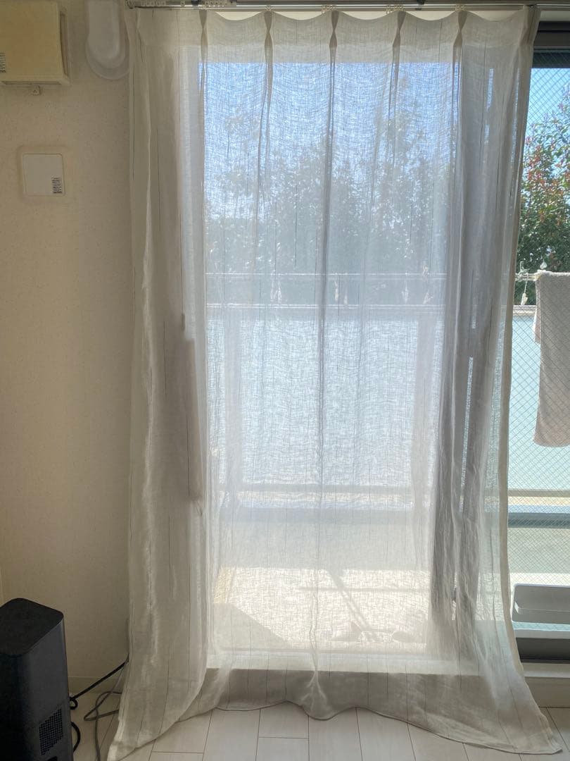 モモナチュラル リネンカーテン ホワイト グレー