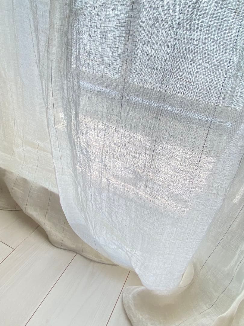 モモナチュラル リネンカーテン ホワイト グレー