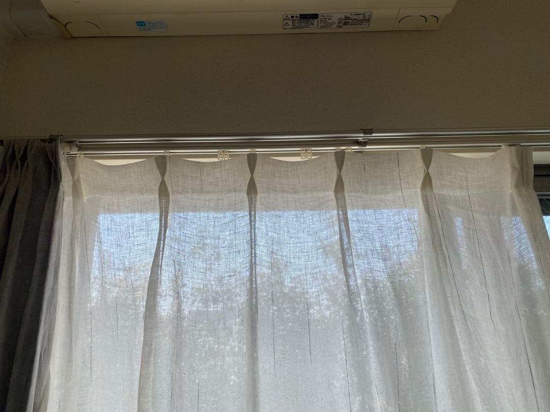 モモナチュラル リネンカーテン ホワイト グレー