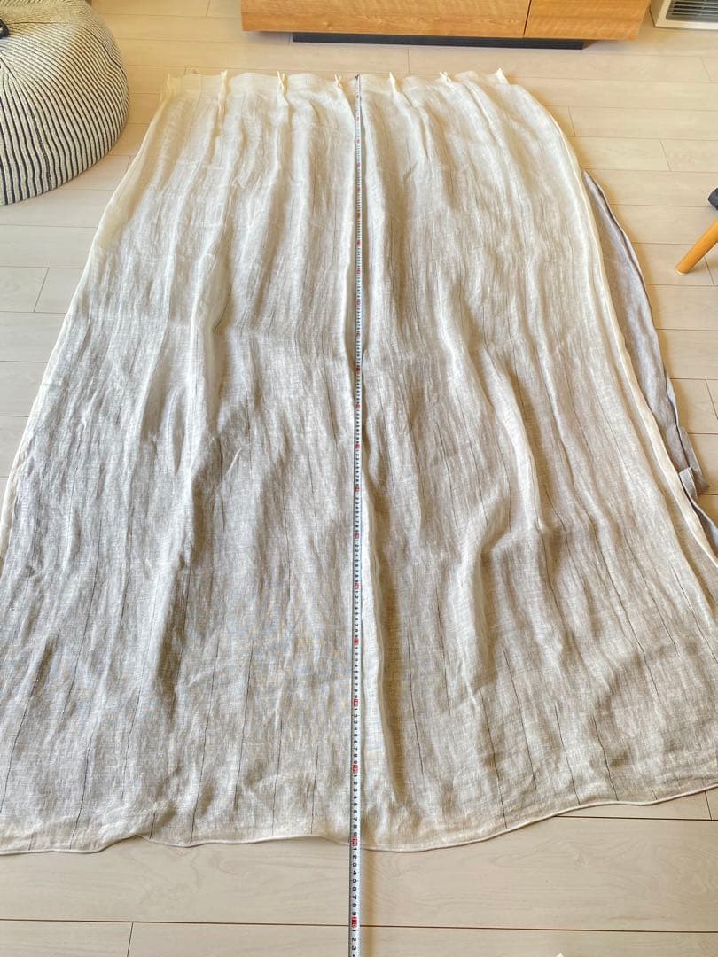 モモナチュラル リネンカーテン ホワイト グレー