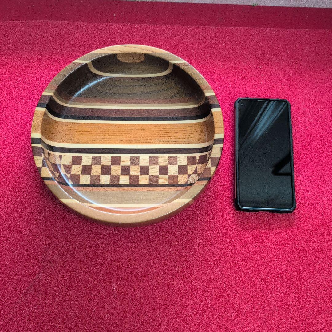 大幅お値下げ　箱根寄木細工　無垢八寸　シマ　蓋つき菓子盆（深め） お正月