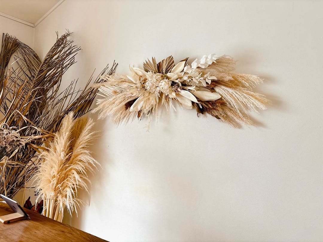 ＊wall decoration ＊横長　ドライフラワー　スワッグ　壁掛け