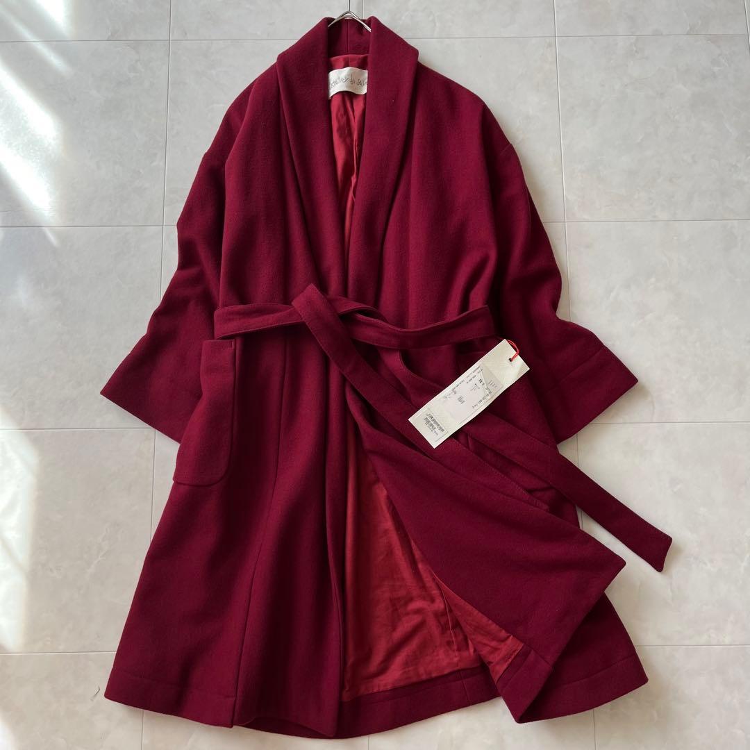 タグ付　未使用品✨アトリエドゥサボン　ショールカラーロングコート　ワインレッド