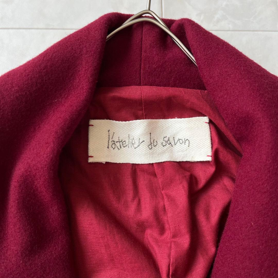 タグ付　未使用品✨アトリエドゥサボン　ショールカラーロングコート　ワインレッド