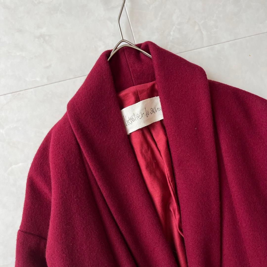 タグ付　未使用品✨アトリエドゥサボン　ショールカラーロングコート　ワインレッド