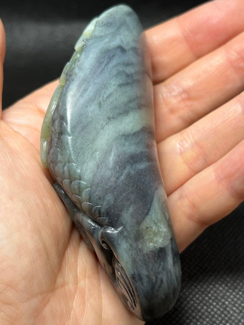 手彫り！和田玉★置物、握り石★証明書付き 中国美術06