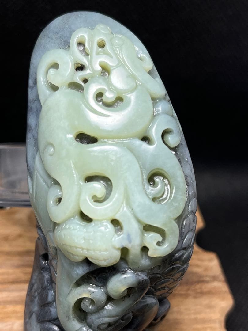 手彫り！和田玉★置物、握り石★証明書付き 中国美術06