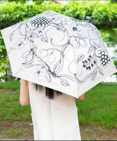 kuovi×utatane アラビアパラティッシ柄 折りたたみ日傘スモークピンク