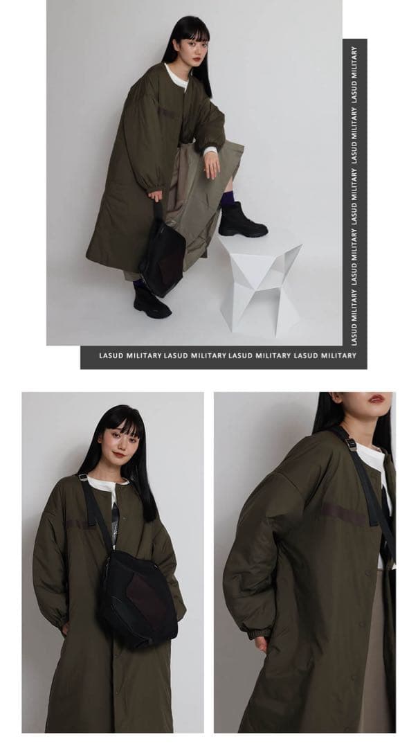 LASUD MILITARY 中綿ダウンコート　カーキ　33,000円　ヤマダヤ