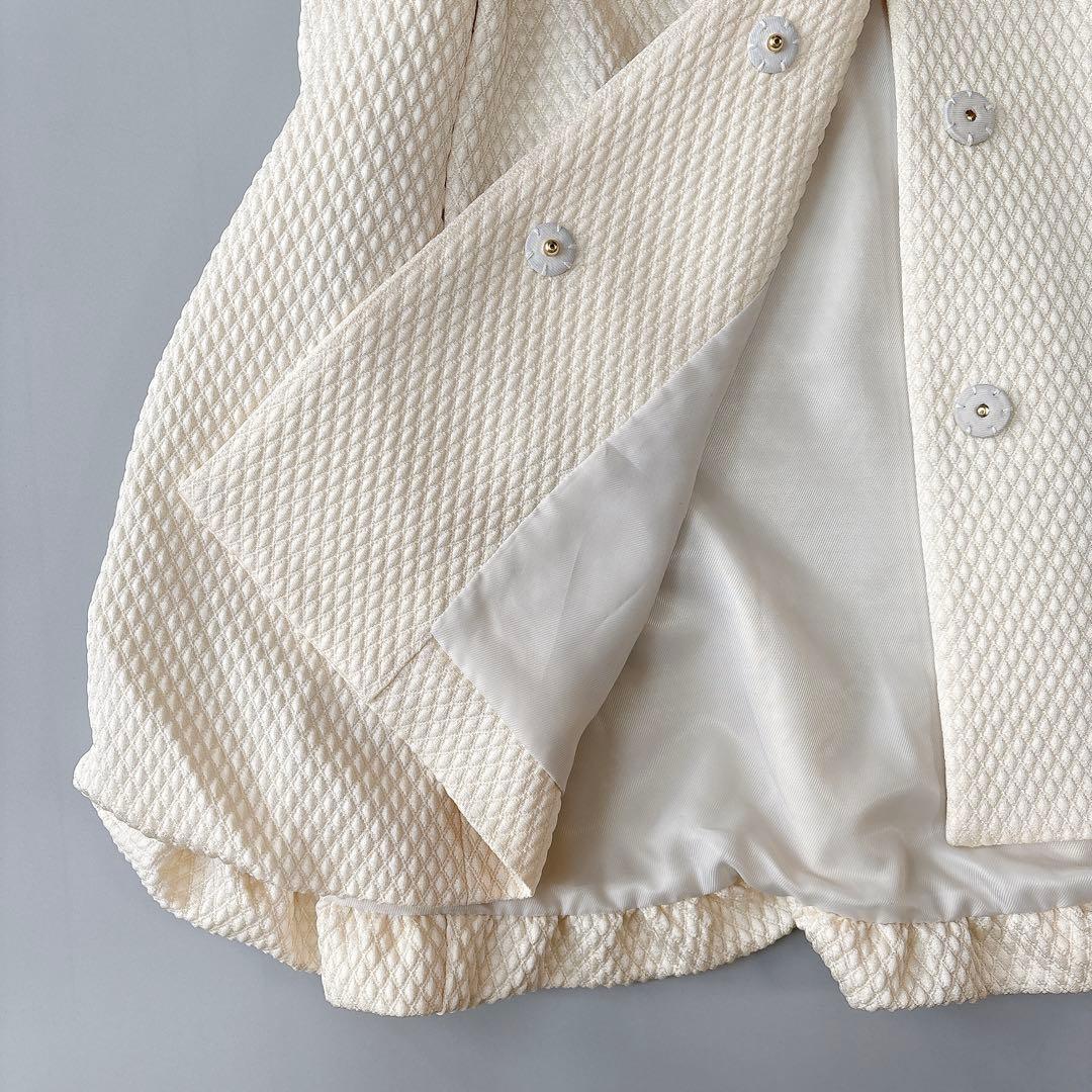 美品⁑ルーニィ　ジャカードバルーンアウター　オフホワイト　ノーカラージャケット