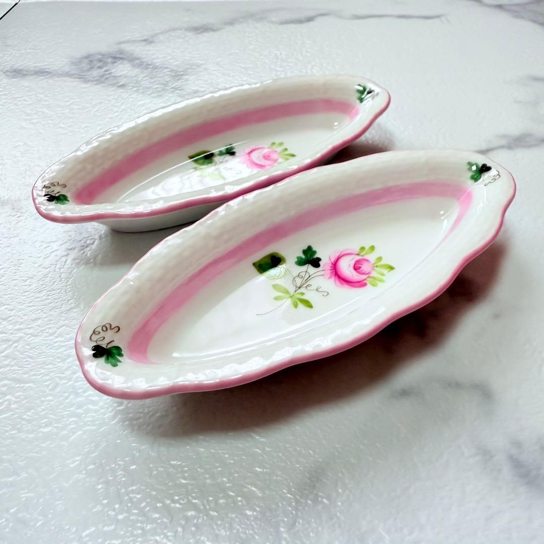 ヘレンド　ウィーンの薔薇　ピンク　ディッシュ　2個セット　希少　レア