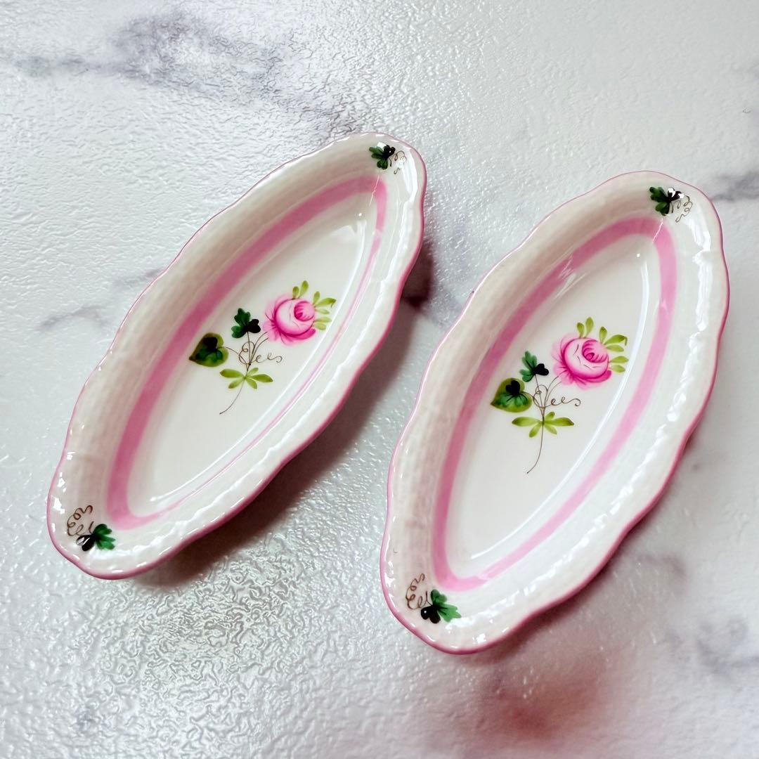 ヘレンド　ウィーンの薔薇　ピンク　ディッシュ　2個セット　希少　レア