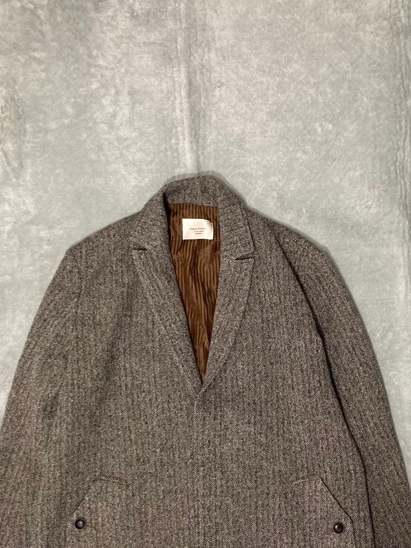 Unpeu Femme アンプーファム ヘリンボーン ロング チェスター コート