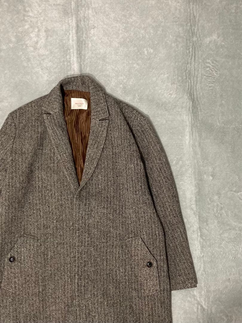 Unpeu Femme アンプーファム ヘリンボーン ロング チェスター コート