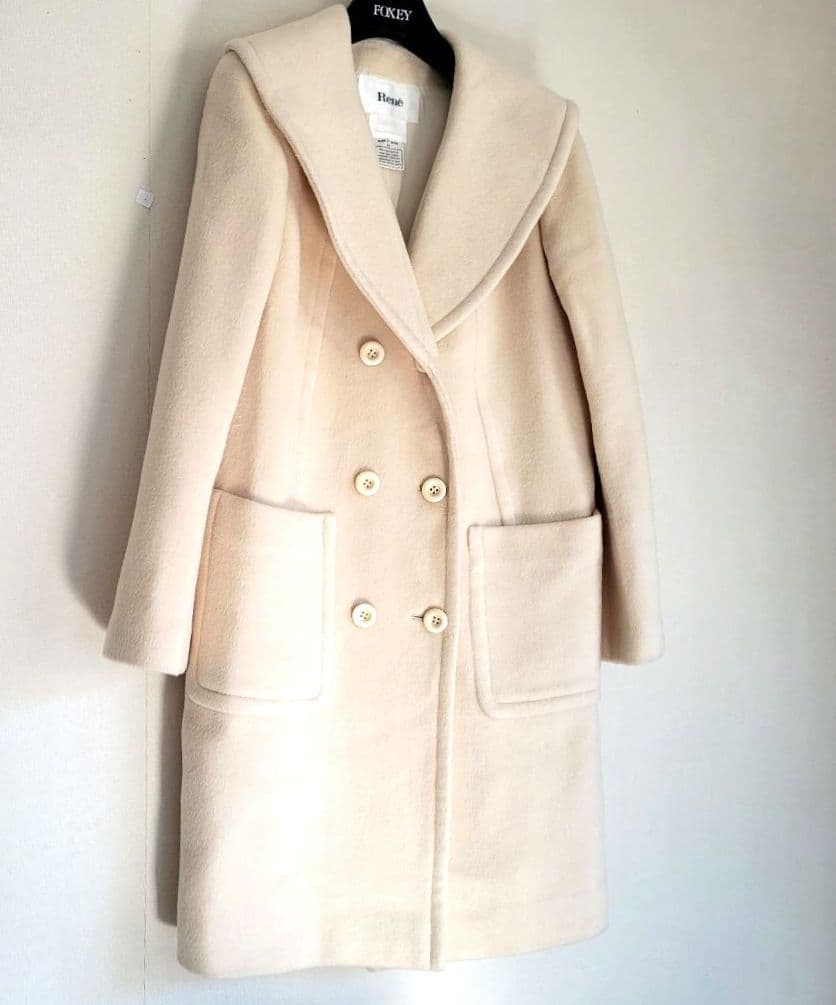 Rene ルネ アイボリー ショールカラー　ロングコート 36