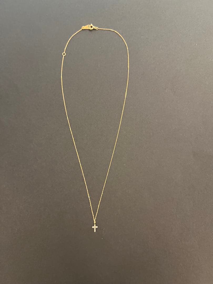 agete アガット K18 ダイヤモンド クロスネックレス 0.03ct