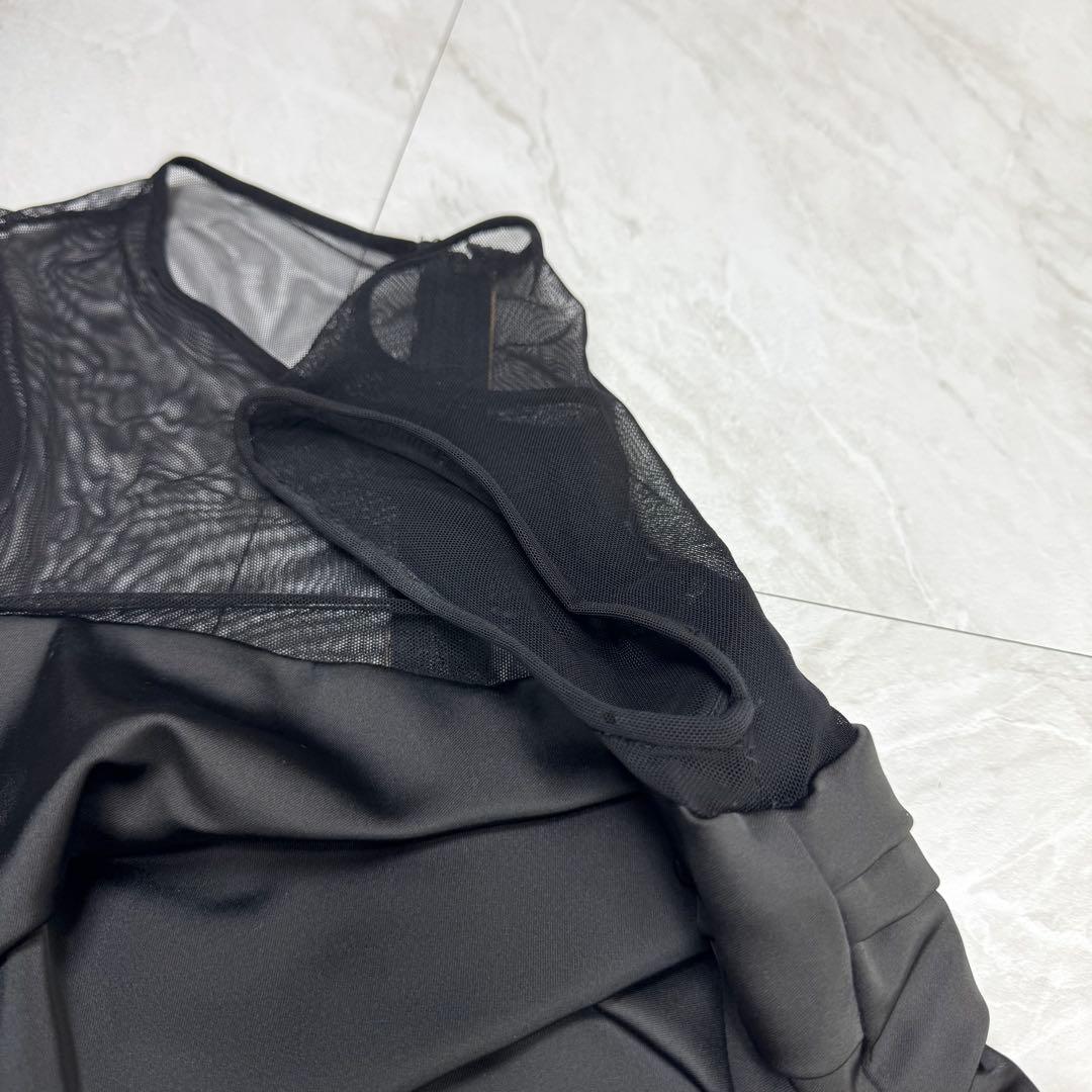 美品 タダシショージ マキシドレス レース ドレープ ロングワンピース 黒